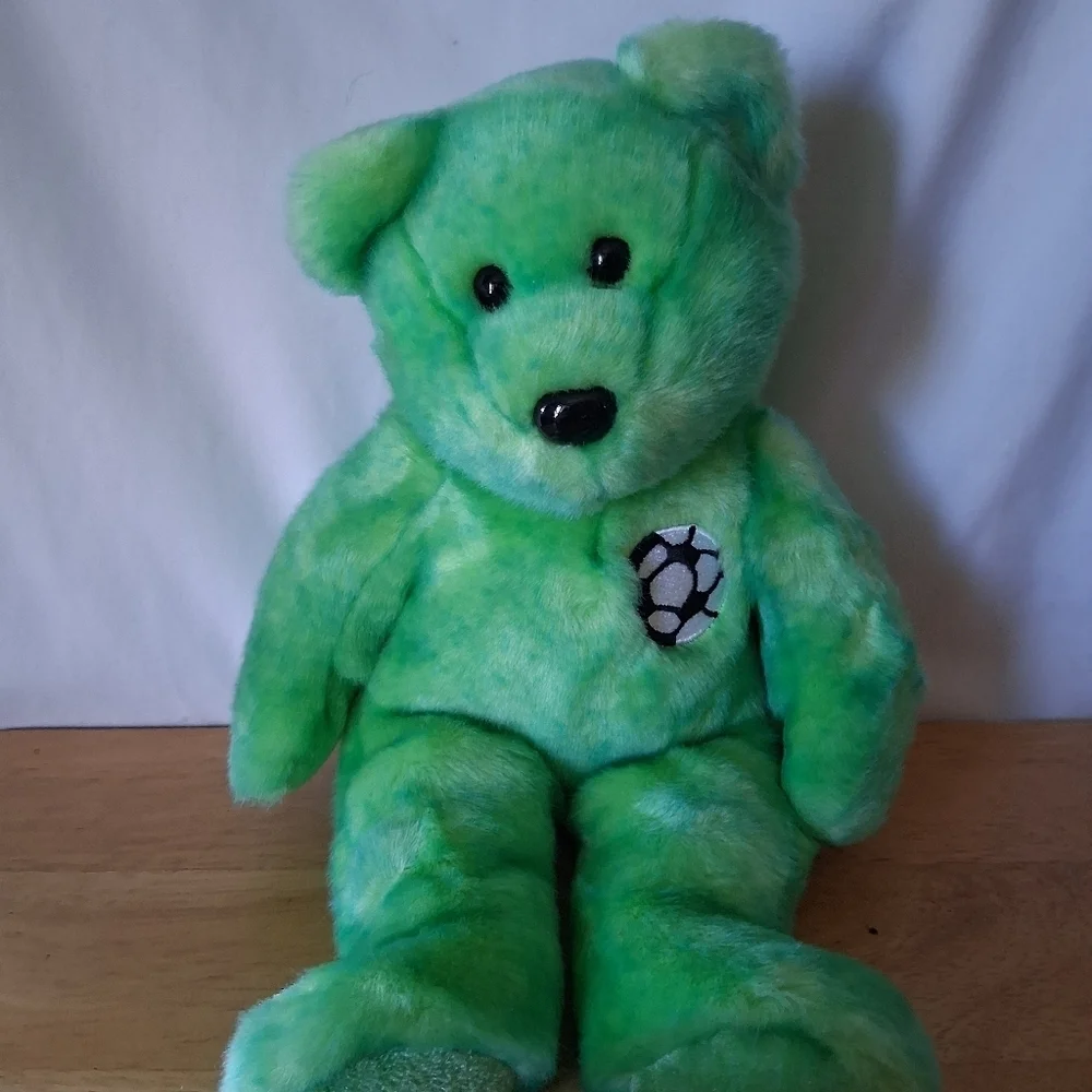 Green Plush Teddy Bear By TY - Picture 2 of 6